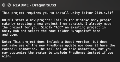 The README file for Eligecos's Dragonite, detailing that it's a prebuilt project.