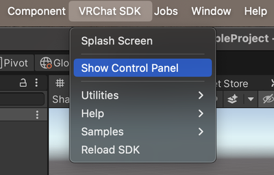 The VRChat SDK option on MacOS, showing a full range of options.