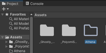 Creating a character folder in the Unity Project Tab