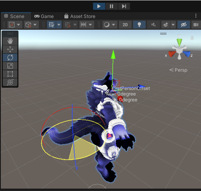 Rotating the model in play mode, with the tail curving