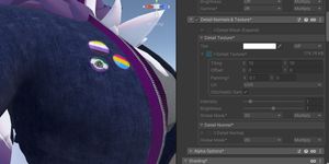 Unity screenshot, main window showing a small denim texture being repeated over the surface of a jacket.