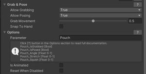 Showing the Pouch parameter on the Tropical Kangaroo avatar, which shows parameters that VRChat will automatically generate.