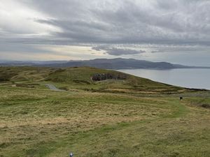 A view of Snowdonia from the summit of Great Orme, on a dreary overcast day