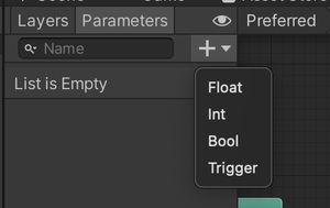 The different types of parameters available in the Add Parameter dropdown