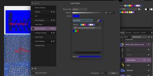 Adding a blue overlay on some of the elements on the texture, captioned Dreamweave in the layer window