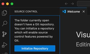 The initialize repository button within VSCode