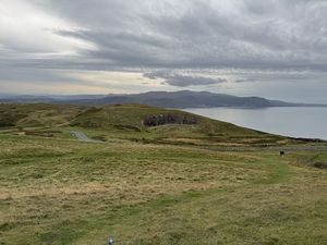 A view of Snowdonia from the summit of Great Orme, on a dreary overcast day