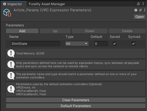 Setting up a new Expression Parameter called ShirtState.