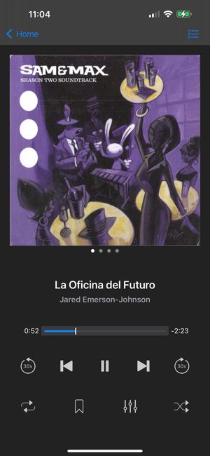 Screenshot of iSub playing La Oficina Del Futuro from the Sam & Max Season Two soundtrack