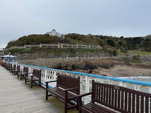 The Llandudno cable car base station, seen from Llandudno Pier